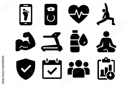 Challenge step goal fitness test icons virtual icon vector daily endurance personal