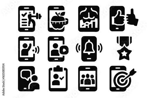 Setting vector class planner icon progress fitness chat virtual form nutrition
