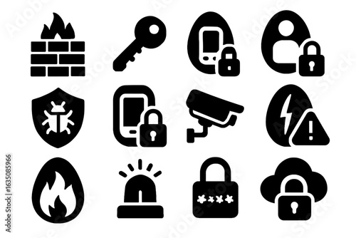 Authentication key antivirus vector icon secure data security detection breach firewall