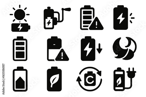 Bar led efficiency battery smart night icons mode status icon charger eco