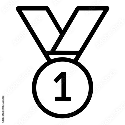 Medal with number one symbolizing first place in competition  