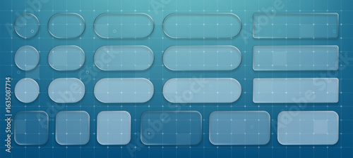 Set of liquid glass computer frames. Abstract ui ux design concept for user interface mobile app and website development.