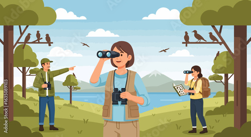 Birdwatching Enthusiasts Exploring Nature's Wonders