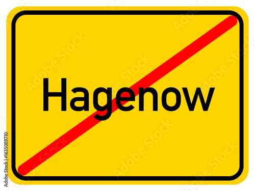 Illustration of a city exit sign for the city of Hagenow
