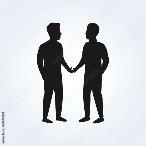 a flat illustration of two boys talking