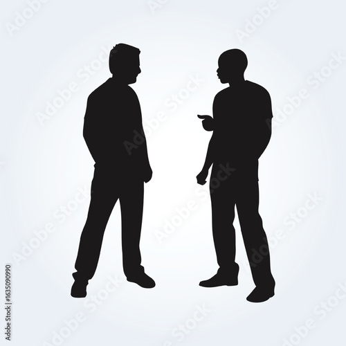 a flat illustration of two boys talking to each other