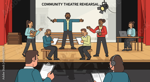 Diverse Community Theatre Rehearsal in Progress