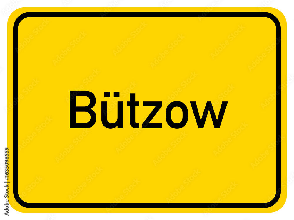 Illustration of a city entrance sign for the city of Bützow