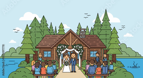 Forest Wedding Ceremony at a Rustic Cabin