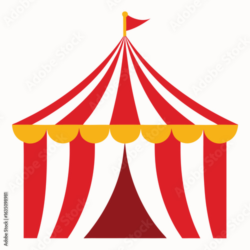 Circus tent icon silhouette circus tent symbol with flag silhouette vector linocut