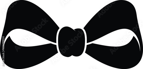 A simple black silhouette of a tied bow, possibly representing a belt or ribbon.