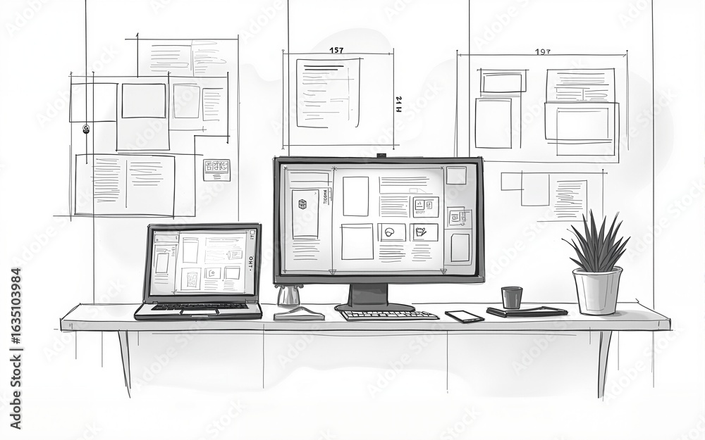 © li - Website designer Creative planning application developer development draft sketch drawing template layout prototype framework wireframe design studio . User experience concept . High quality