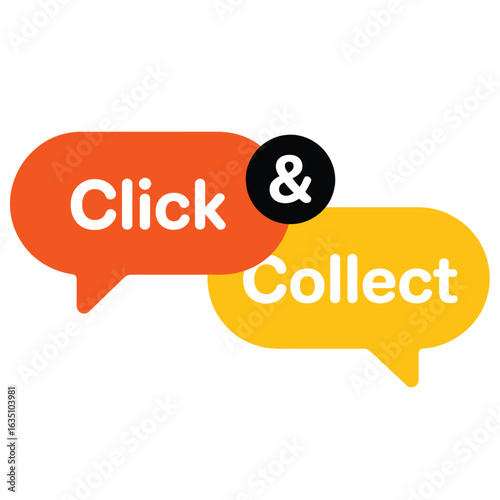 Click and collect service with speech bubbles and ampersand symbol