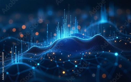 Big data technology Data science analysing artificial intelligence generative AI deep learning machine learning algorithm Neural flow network analytics innovation abstract futuristic. 3d rendering..