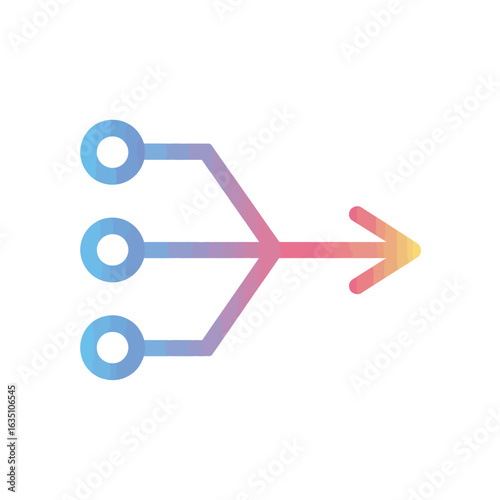 Abstract representation of multiple inputs merging into a single output stream