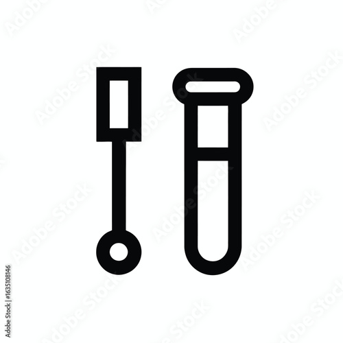 Simple line art icon of a swab and test tube for medical testing