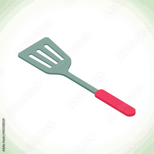 Kitchen spatula with red handle isolated on white background