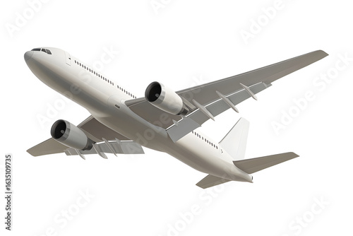 Sleek white passenger jet soaring through the sky, a symbol of modern travel and global connection