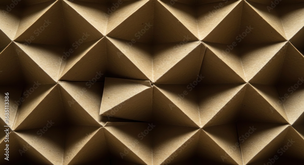 Fototapeta premium Geometric Paper Folds: Abstract Diamond Pattern with Dramatic Light and Shadow