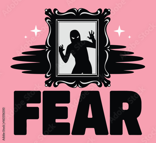 Fear Anxiety Mental Health Pink Aesthetic Vintage Frame Silhouette Person Psychology Emotion Vector