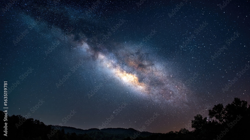 Naklejka premium Milky Way across a dark night sky