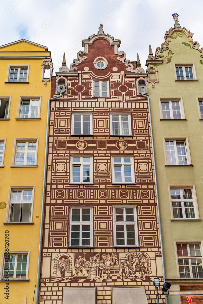 Fototapeta premium Historic buildings with Baroque and Dutch Renaissance style in the old town of Gdansk, Poland