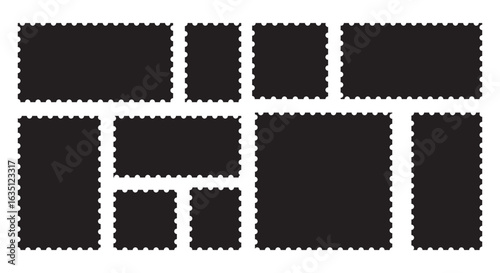 Blank postage stamp. Clean postage stamp template. Postage icon.