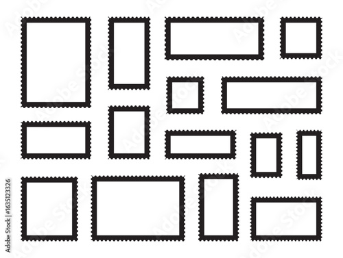 Blank postage stamp. Clean postage stamp template. Postage icon.