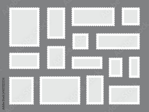 Blank postage stamp. Clean postage stamp template. Postage icon.