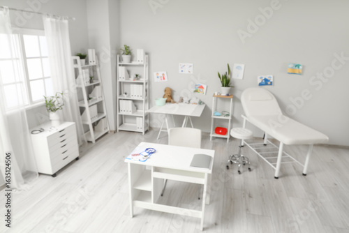 Blurred view of pediatricia...