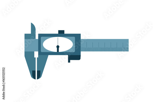 Blue vernier caliper measuring tool isolated on white background