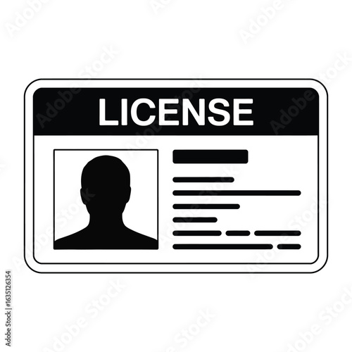 Illustration of a generic identification license card with a silhouette photo