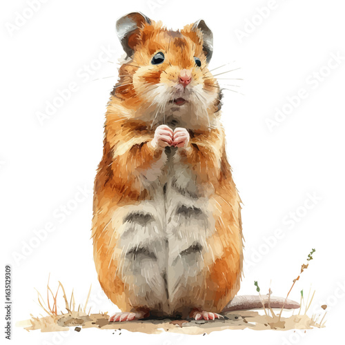 watercolor of Hamster, vector, isolated on a white background.