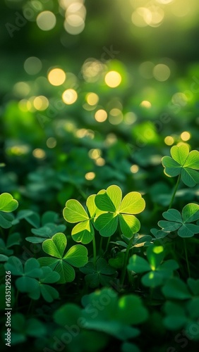 Green Clover Field in Sunlight