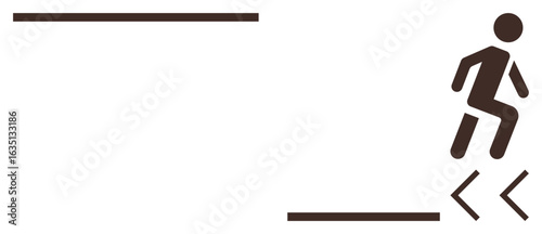 Simplistic figure jumping over obstacles, conveying growth, ambition, and agility. Ideal for overcoming challenges, progress, problem-solving, determination, leadership persistence motivation
