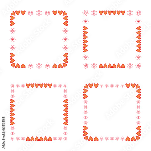 Frame border icon. Red floral symbol. Warm outline design. Vector frame illustration.