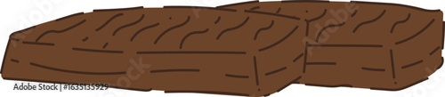 Two rectangular brownies, side by side, with a textured surface, presented in a cartoon style.
