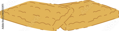 Two golden-brown, rectangular crackers or biscuits, overlapping slightly, showing a textured surface.