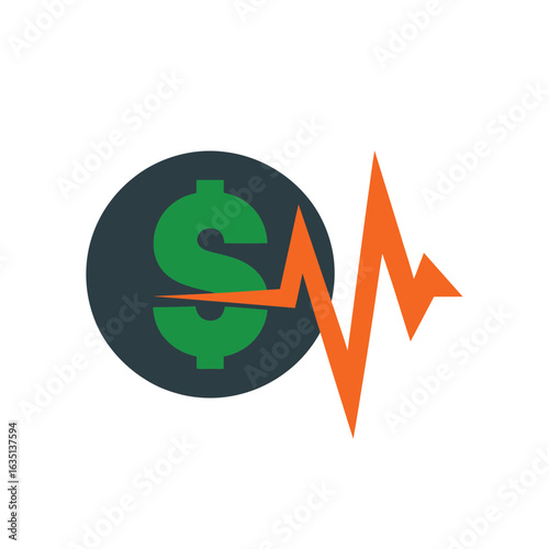 Dollar sign with a fluctuating financial graph