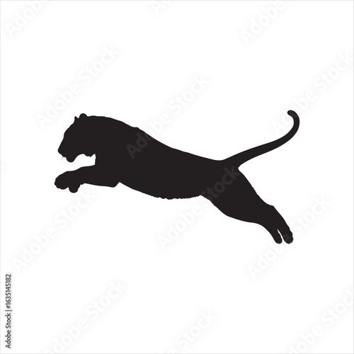Black silhouette of a leaping feline predator vector