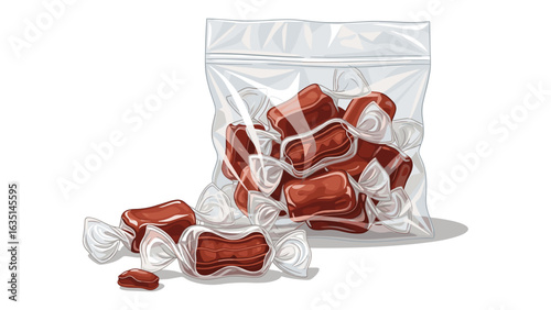 Delicious Wrapped Caramel Candies in a Clear Bag for Sweet Treats Design Projects