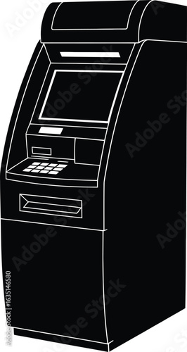 ATM Machine Silhouette Icon for Banking and Cash Withdrawal Services