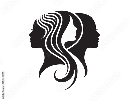 Black and White Logo of Three Women's Faces