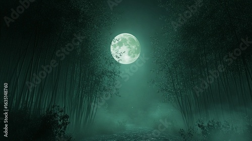 Moonlit Bamboo Forest Path