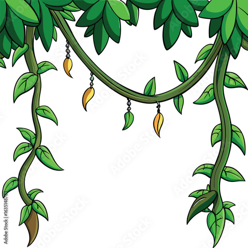 Green climbing ivy creeper branch isolated on white background