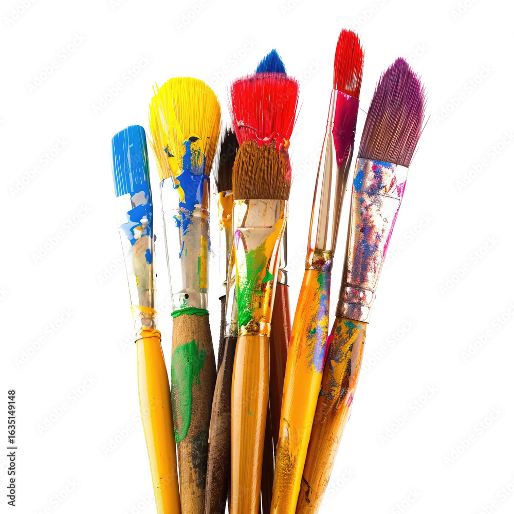 Fototapeta premium Colorful paintbrushes clustered together