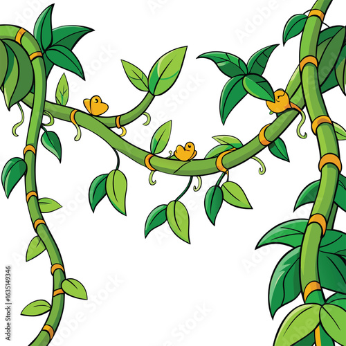 Green climbing ivy creeper branch isolated on white background
