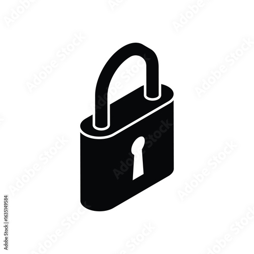 Flat vector of black padlock representing security and privacy