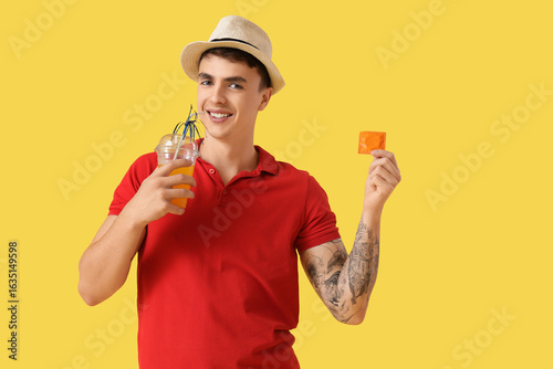 Young man with condom and c...