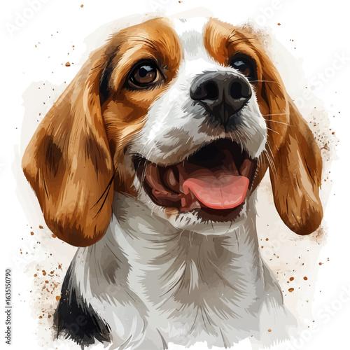 watercolor vector of Dog, isolated on a white background.